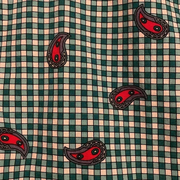 ESPRIT kids vintage paisley & checkered cotton button down 10-11yr red & green - Picture 8 of 11